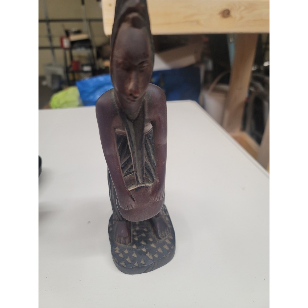 Vintage African Wood Carving Sculpture Woman Figure Statue Art Decor